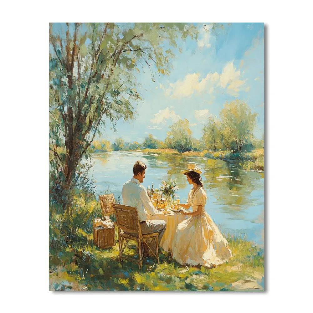 Thomas Gainsborough Inspired River Picnic paint by numbers