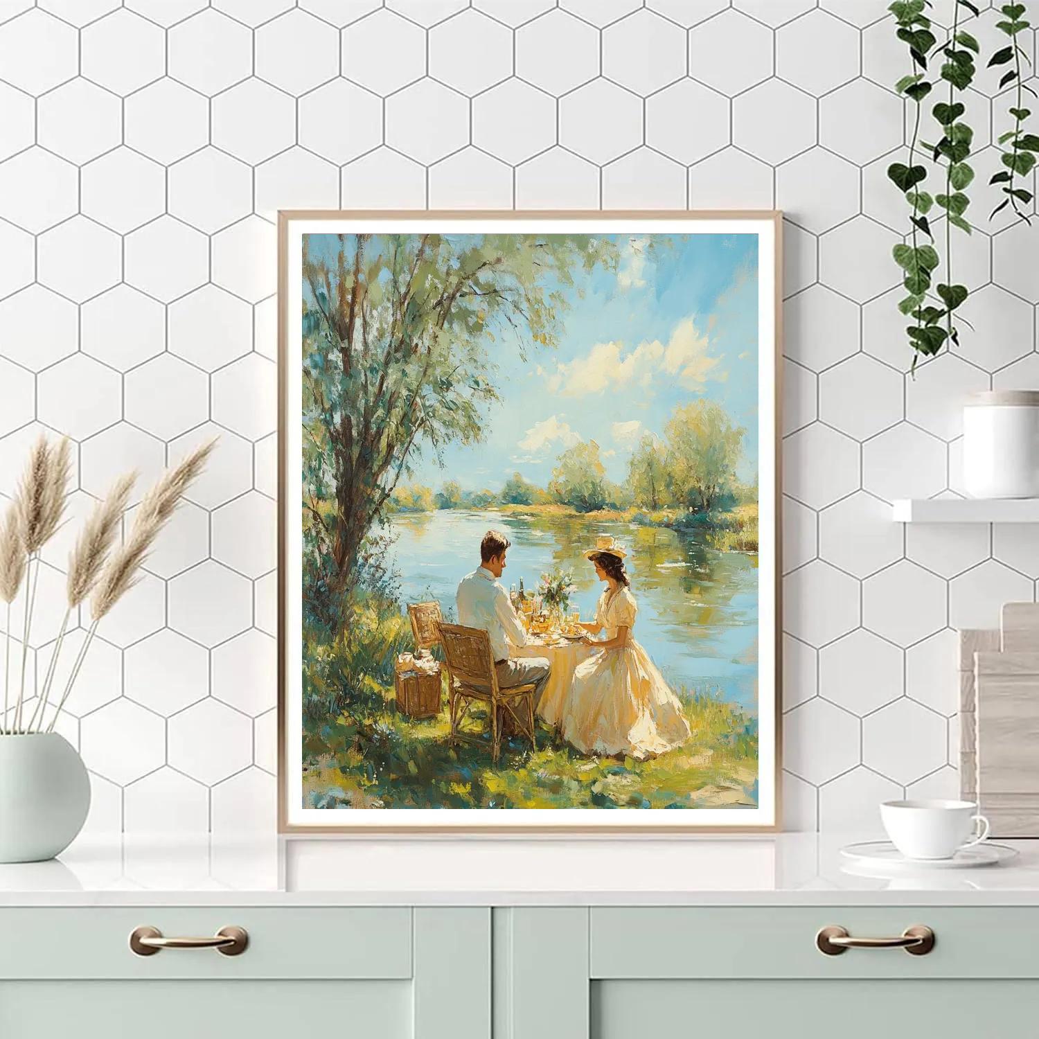Thomas Gainsborough Inspired River Picnic paint by numbers