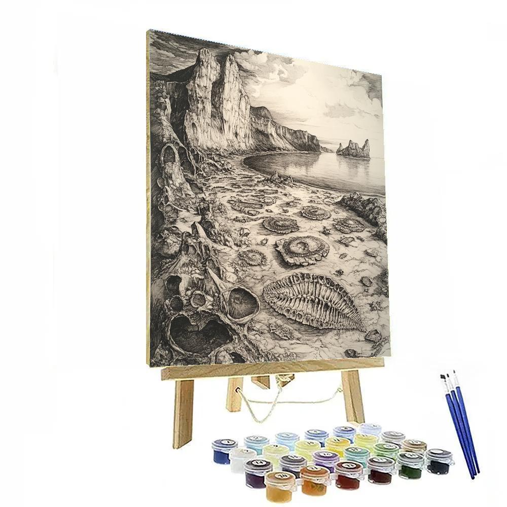 Albrecht Durer Inspired Fossil Landscape Paint by numbers art