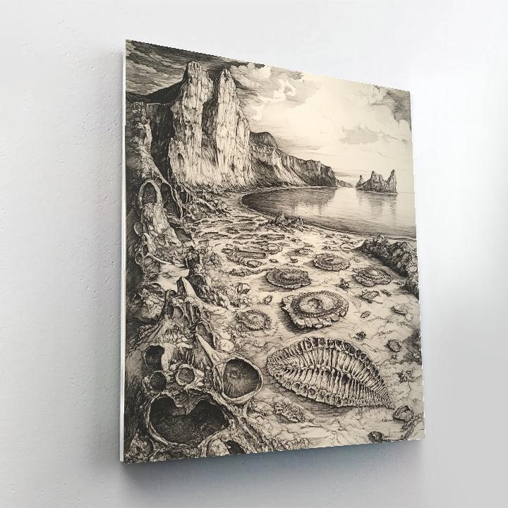 Albrecht Durer Inspired Fossil Landscape Paint by numbers art