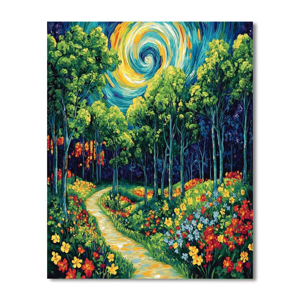 Van Gogh Inspired Enchanted Forest Paint by numbers art