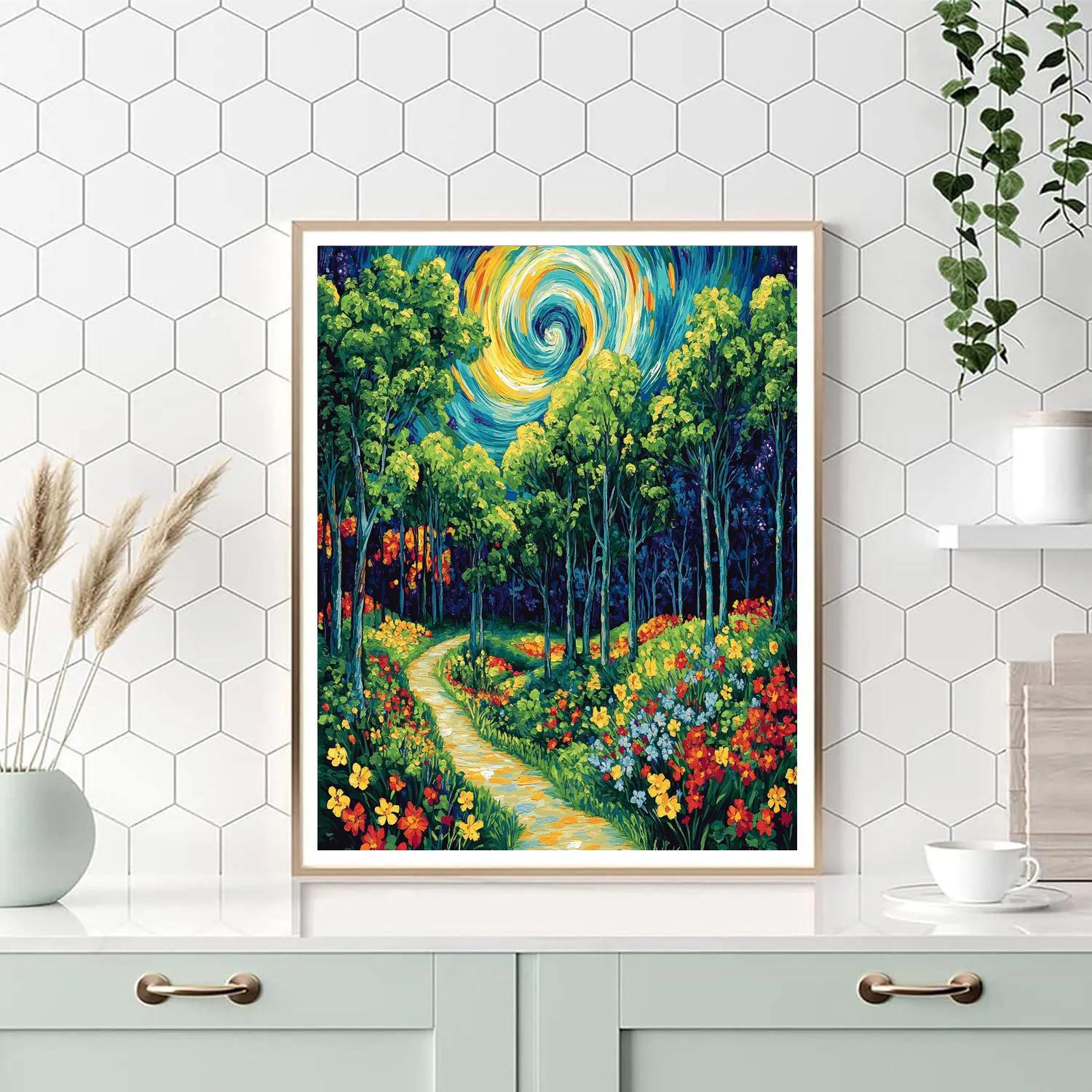 Van Gogh Inspired Enchanted Forest Paint by numbers art