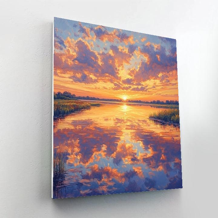 Monet Inspired Serene Sunset Over Water Paint by numbers art
