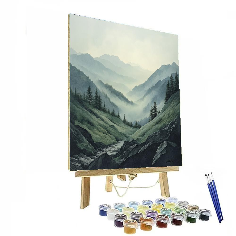 Zhao Mengfu Inspired Misty Mountain Chorus Paint by numbers art