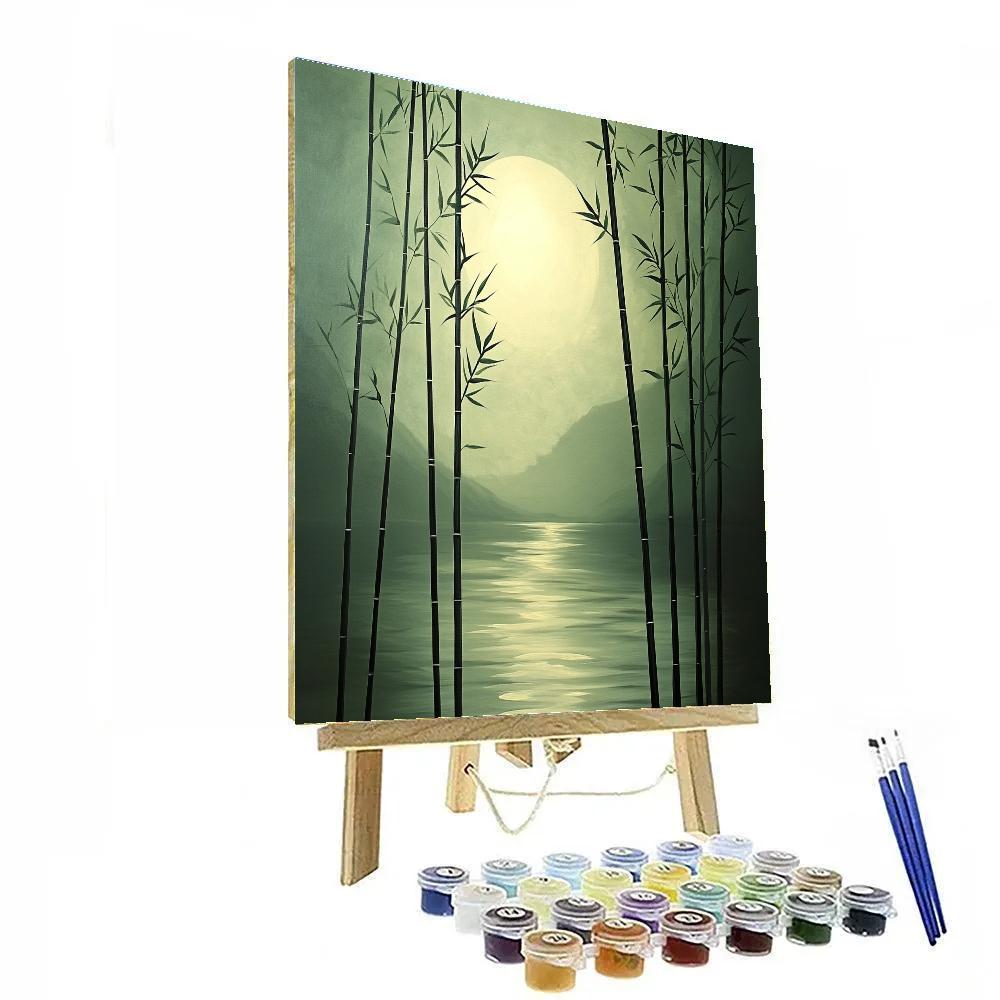 Zhao Mengfu Inspired Moonlit Bamboo Grove Number painting