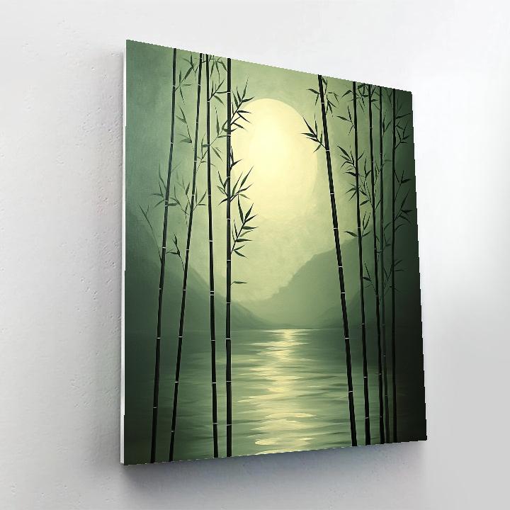 Zhao Mengfu Inspired Moonlit Bamboo Grove Number painting