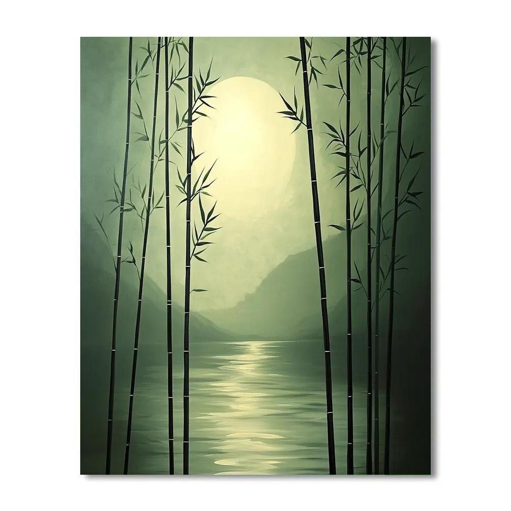 Zhao Mengfu Inspired Moonlit Bamboo Grove Number painting