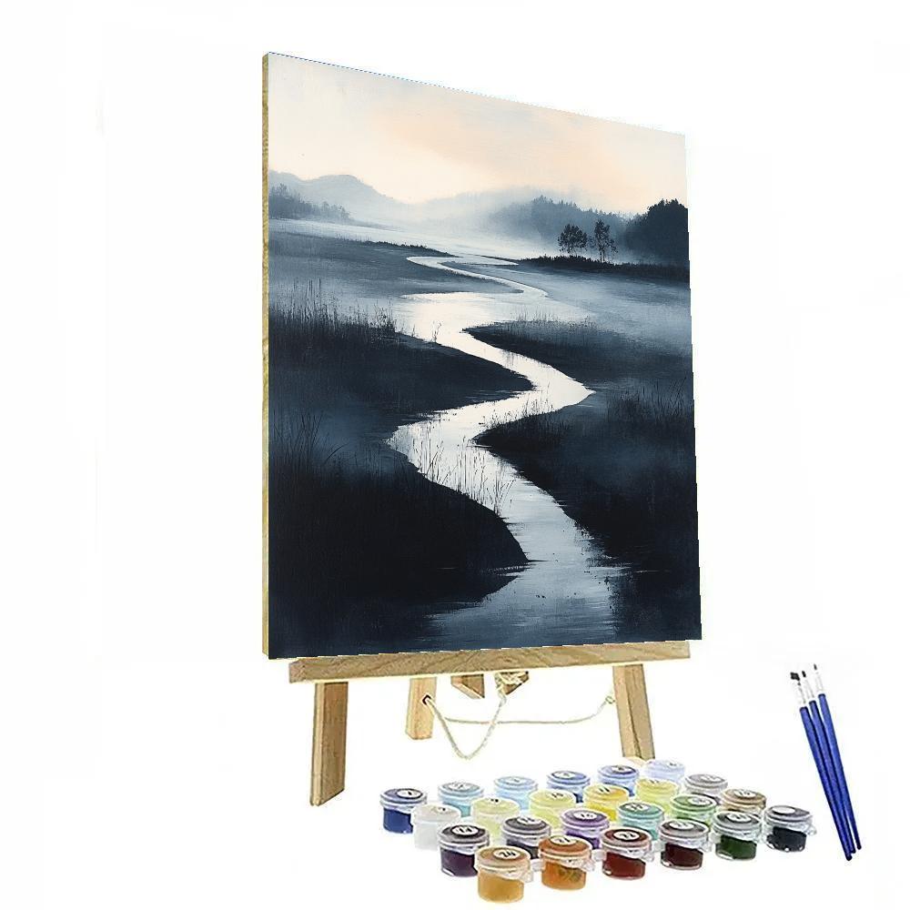 Zhao Mengfu Inspired River Calligraphy Flow paint by number