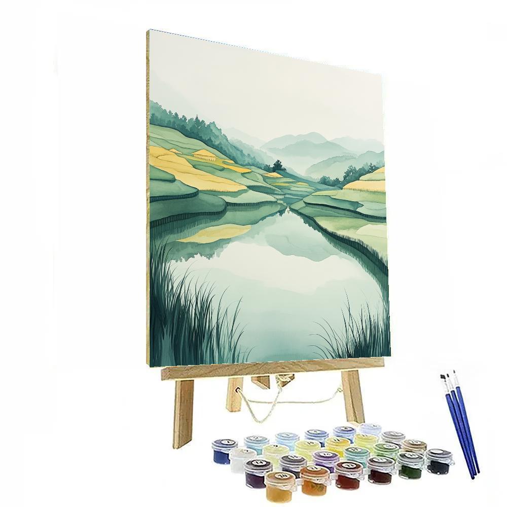 Hiroshige Inspired Rice Field After Rain Paint by numbers art