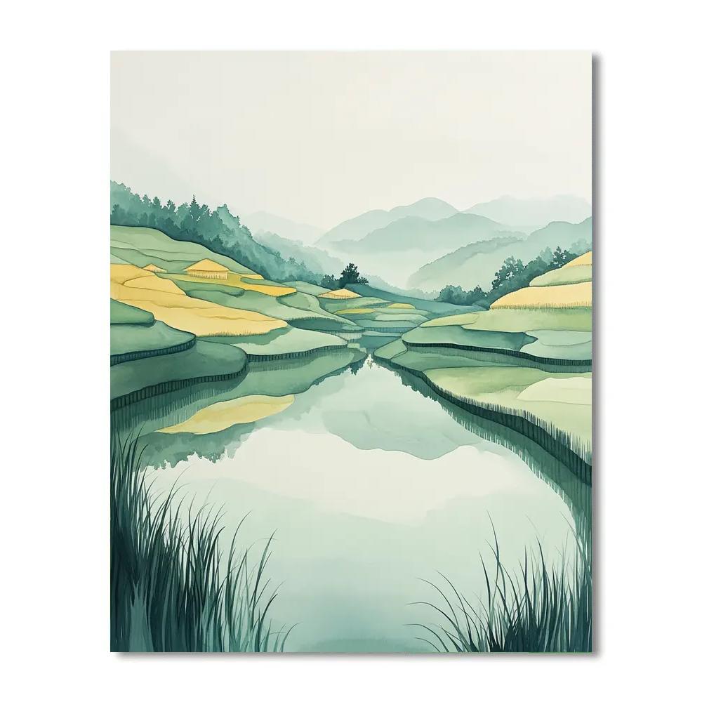 Hiroshige Inspired Rice Field After Rain Paint by numbers art
