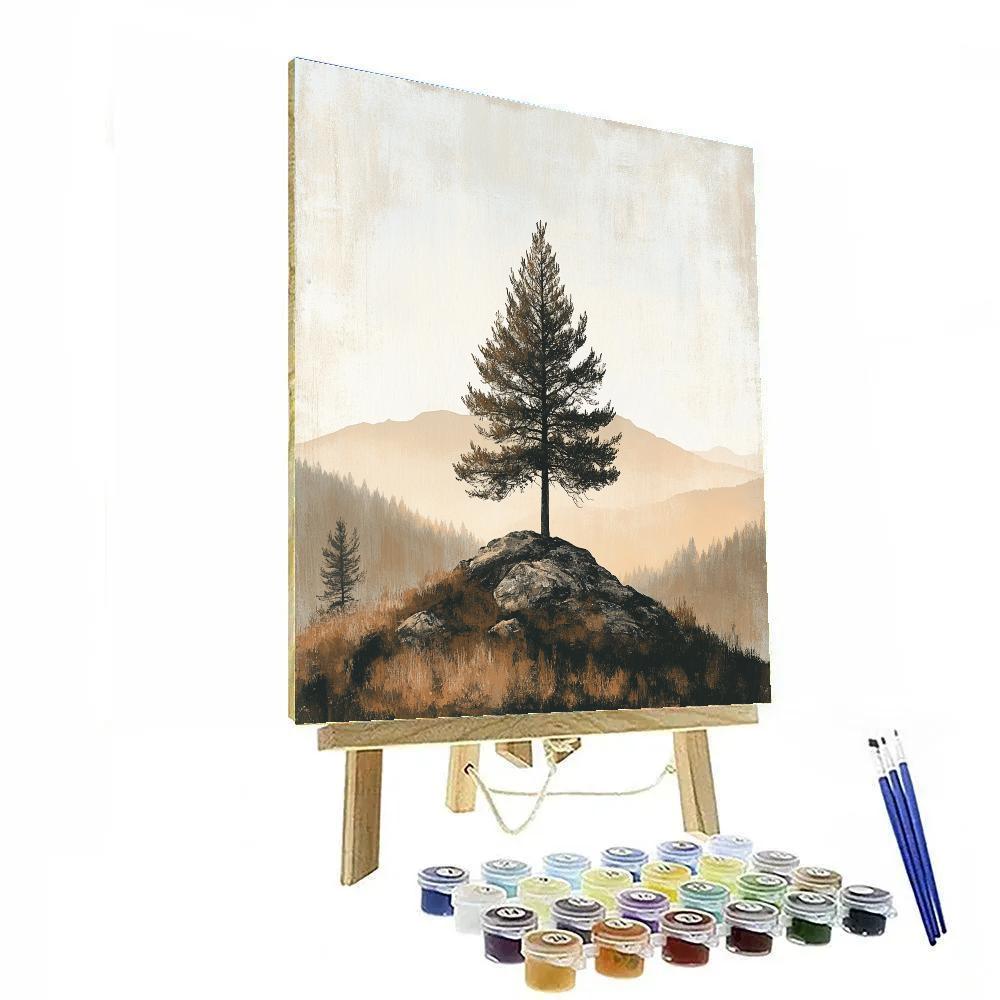 Zhao Mengfu Inspired Autumn Pine Silhouette Painting by numbers kit