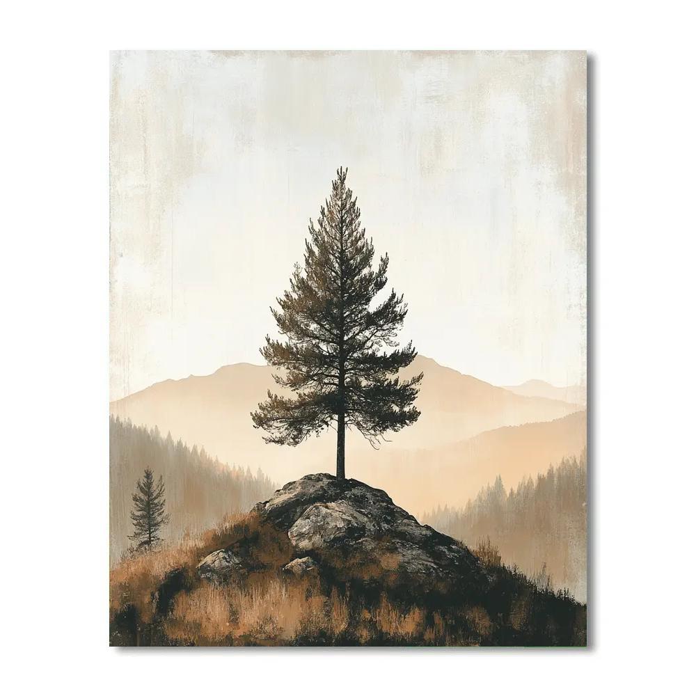 Zhao Mengfu Inspired Autumn Pine Silhouette Painting by numbers kit
