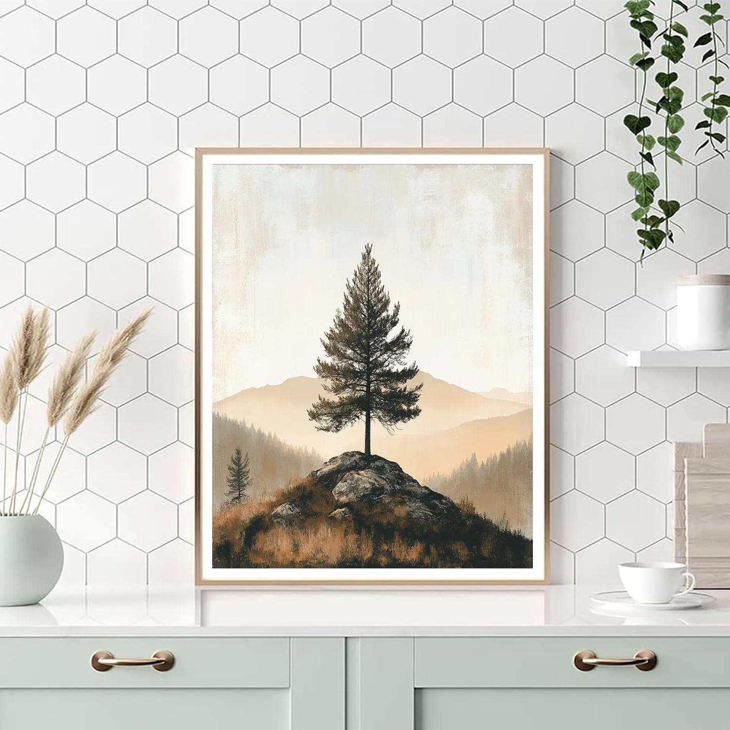 Zhao Mengfu Inspired Autumn Pine Silhouette Painting by numbers kit
