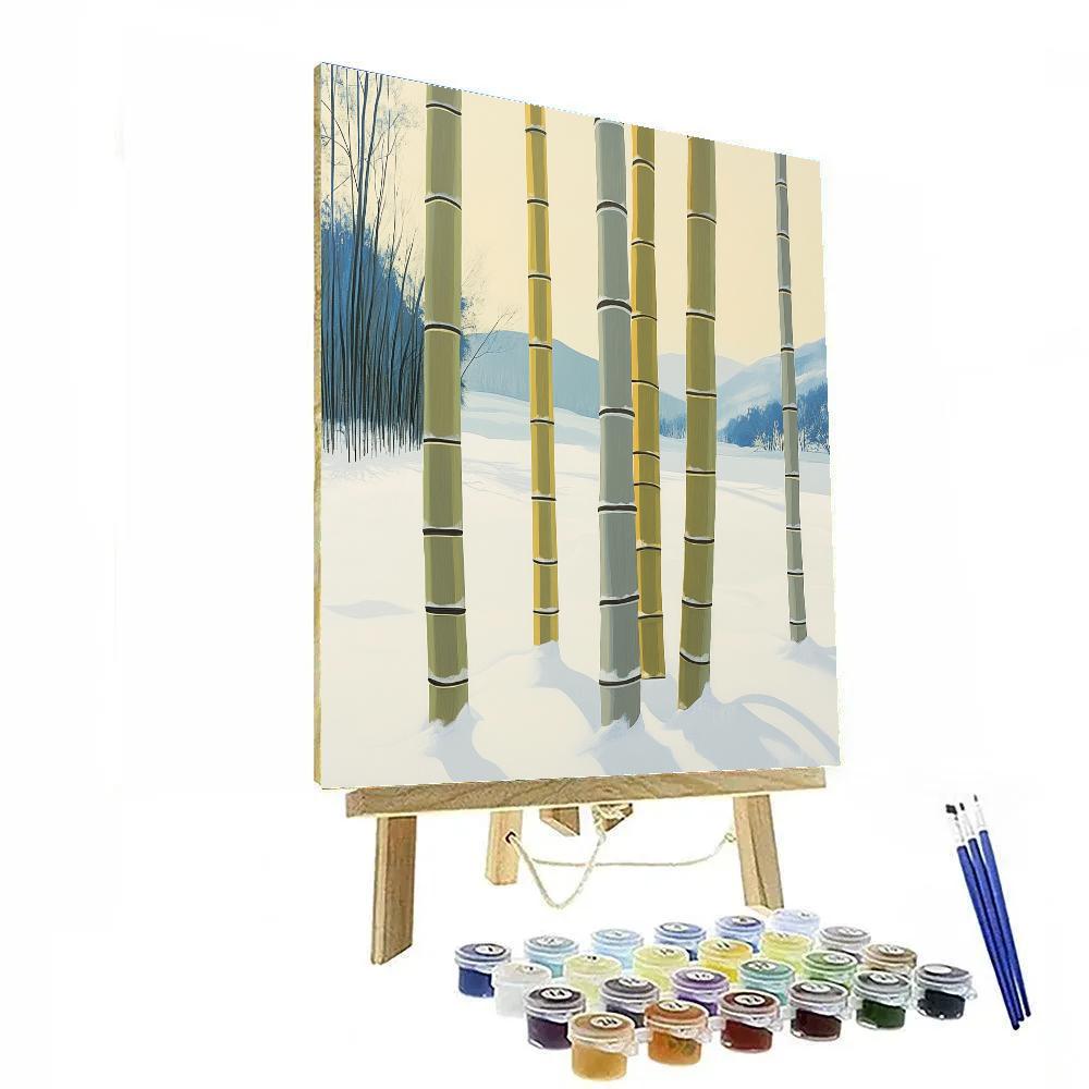 Hiroshige Inspired Snowy Bamboo Grove paint by number