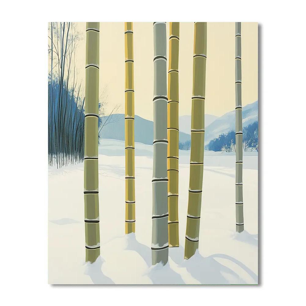 Hiroshige Inspired Snowy Bamboo Grove paint by number