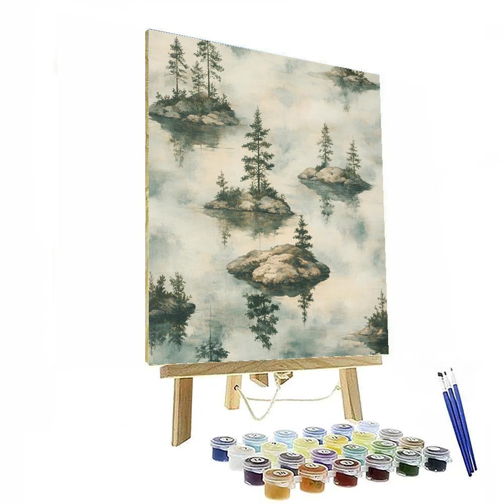 Zhao Mengfu Inspired Floating Ink Islands Numbered painting kits