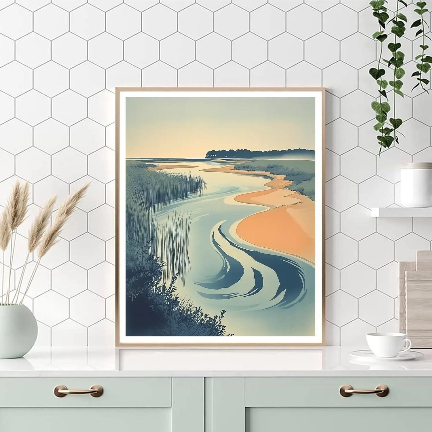Hiroshige Inspired River Delta Dawn Mist Paint by numbers kits
