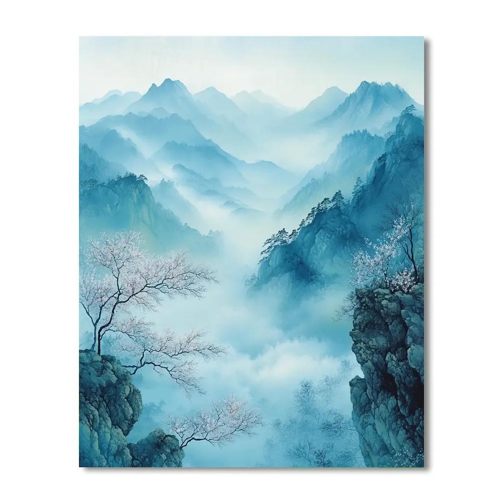 Hiroshige Inspired Mountain Mist Numbered painting kits