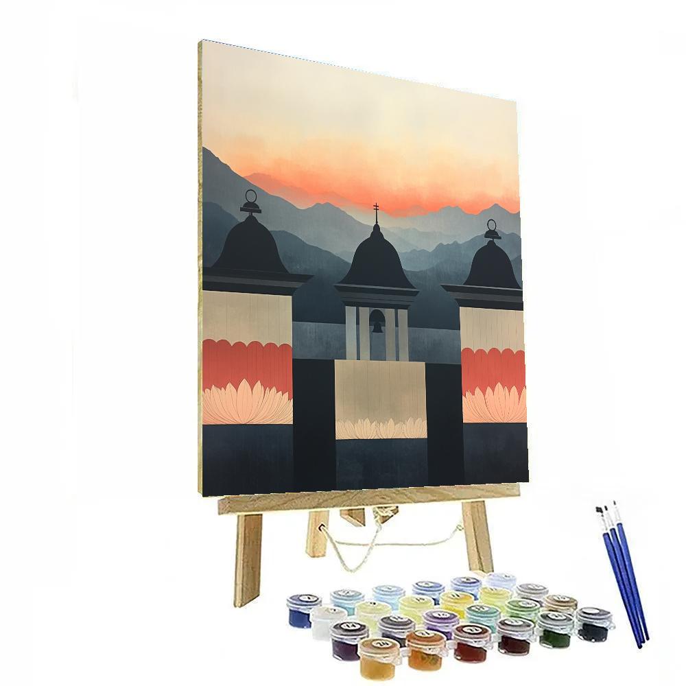 Nandalal Bose Inspired Temple Bell Motif Horizon paint by color
