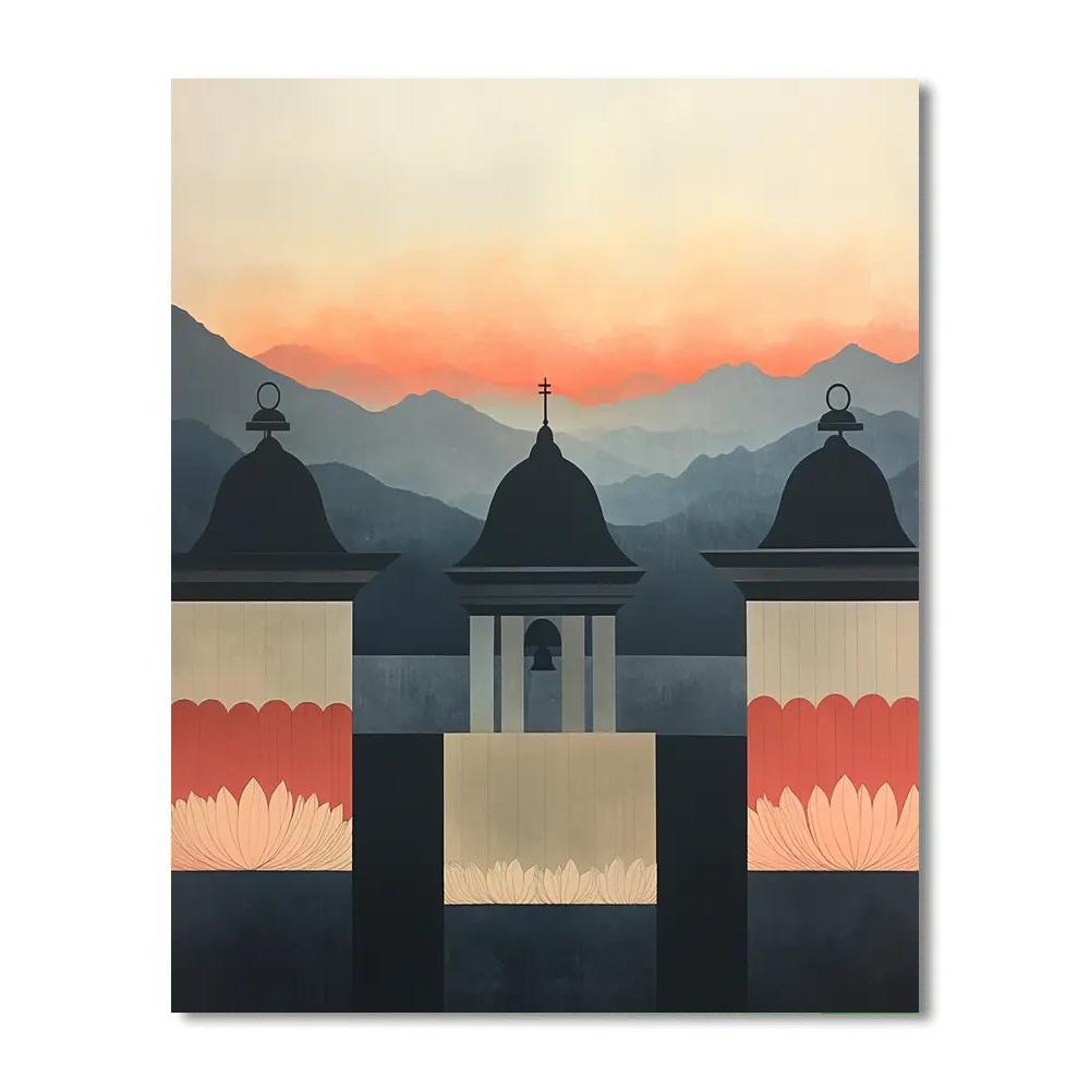 Nandalal Bose Inspired Temple Bell Motif Horizon paint by color