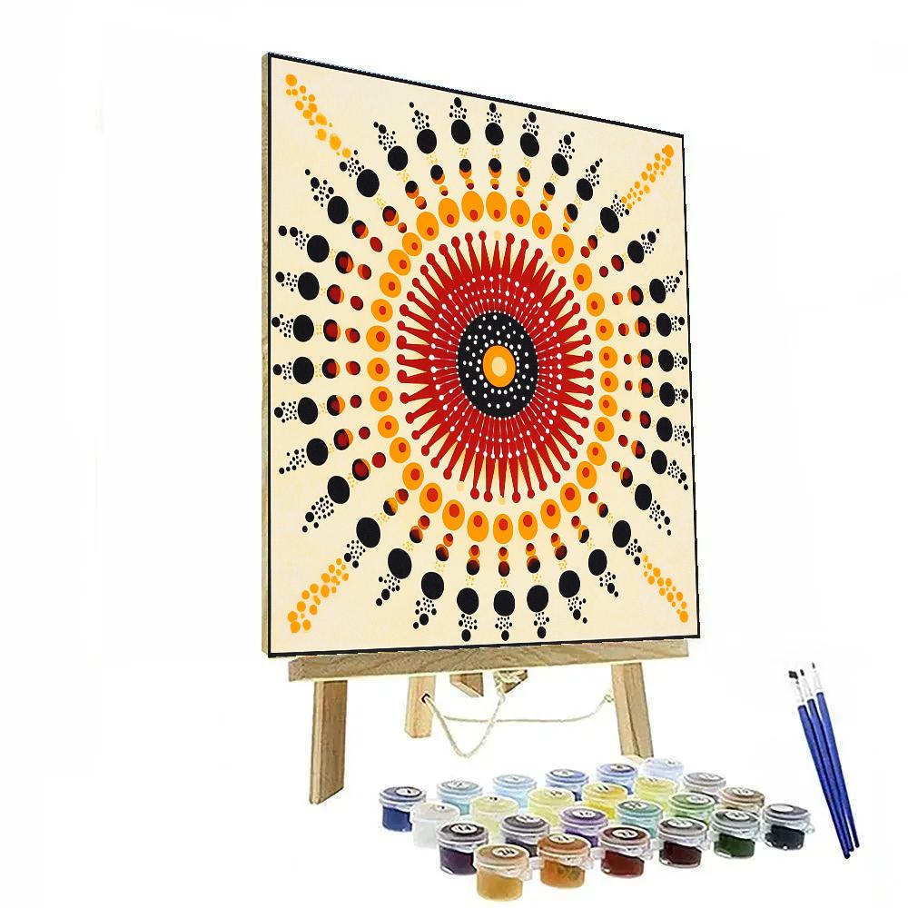 Yayoi Kusama Inspired Sunburst Dot Mandala Paint by numbers art