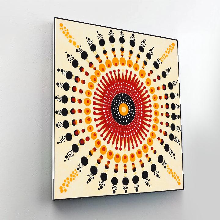 Yayoi Kusama Inspired Sunburst Dot Mandala Paint by numbers art
