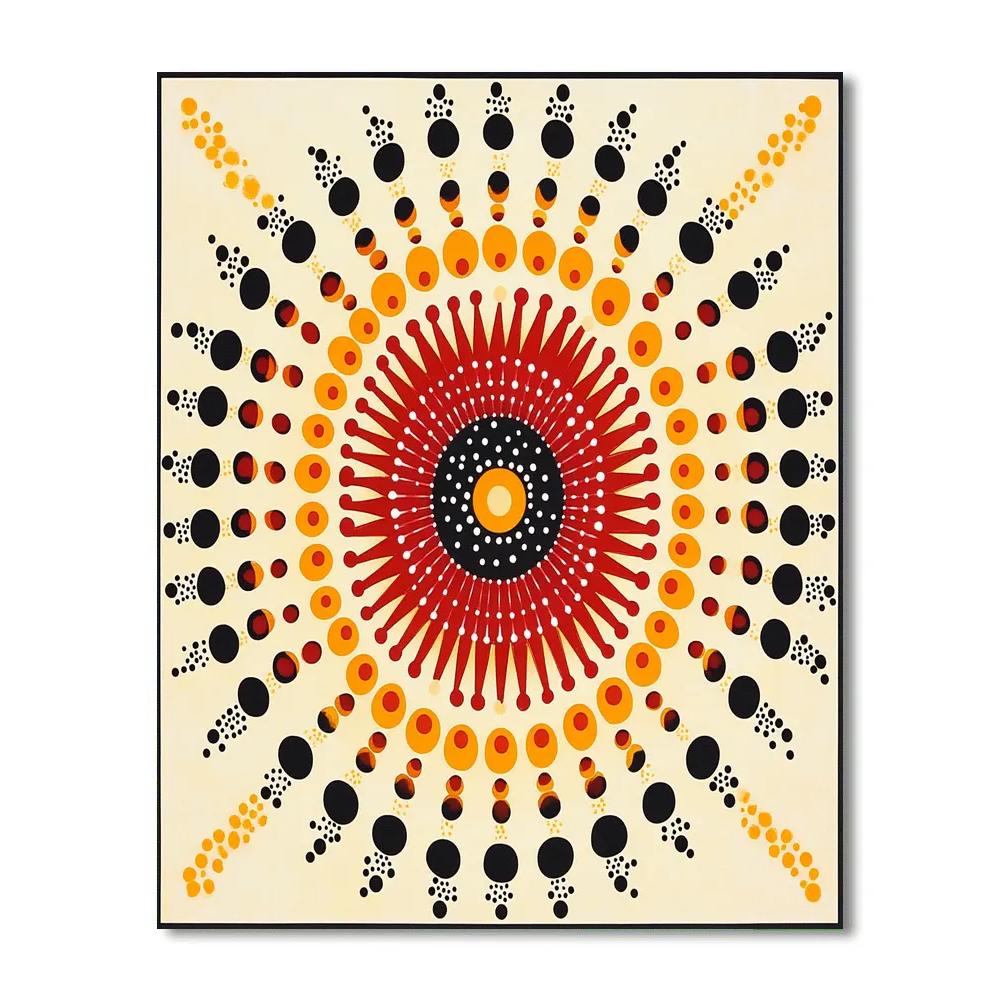 Yayoi Kusama Inspired Sunburst Dot Mandala Paint by numbers art