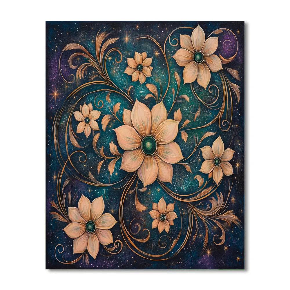 Alphonse Mucha Inspired Nebula Floral Harmony Painting by numbers kit
