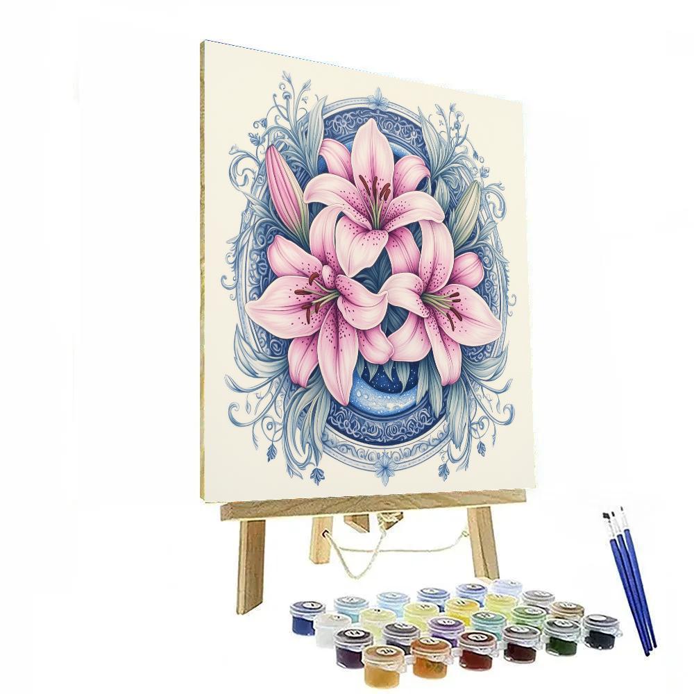 Alphonse Mucha Inspired Lunar Lily Mandala DIY paint by numbers