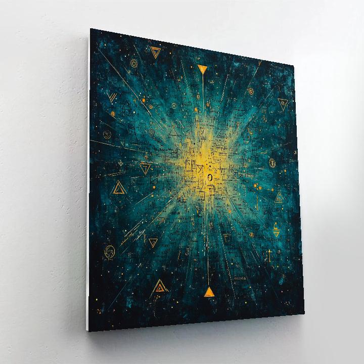 Jean-Michel Basquiat Inspired Cosmic Glyph Field Number painting