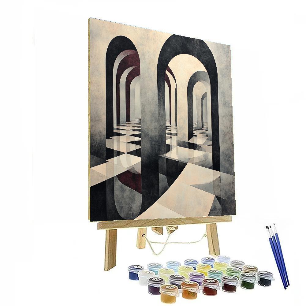 M.C. Escher Inspired Mirror Labyrinth paint by number