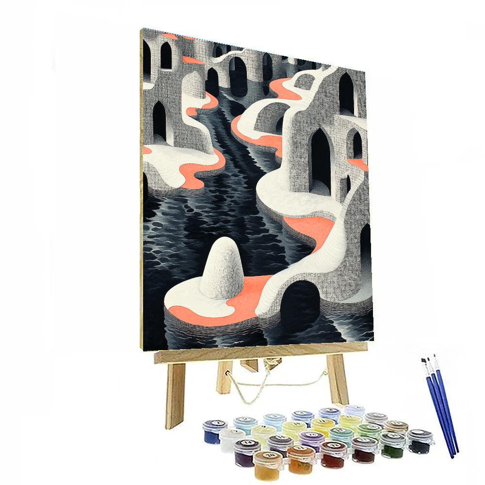 M.C. Escher Inspired Paradoxical Archipelago DIY paint by numbers