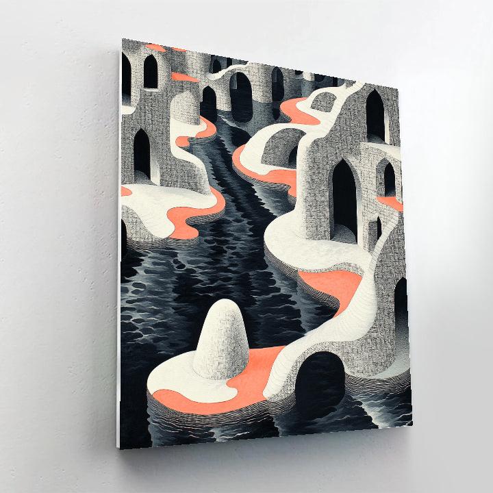 M.C. Escher Inspired Paradoxical Archipelago DIY paint by numbers