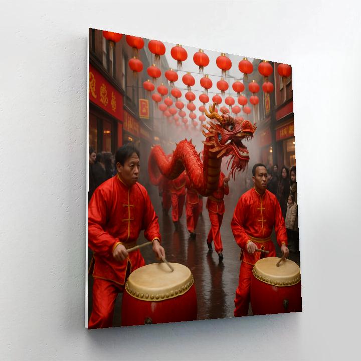Lunar New Year Dragon Dance Lane painting number kit