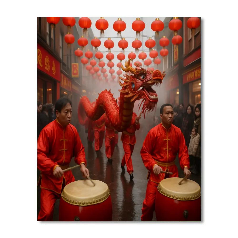 Lunar New Year Dragon Dance Lane painting number kit