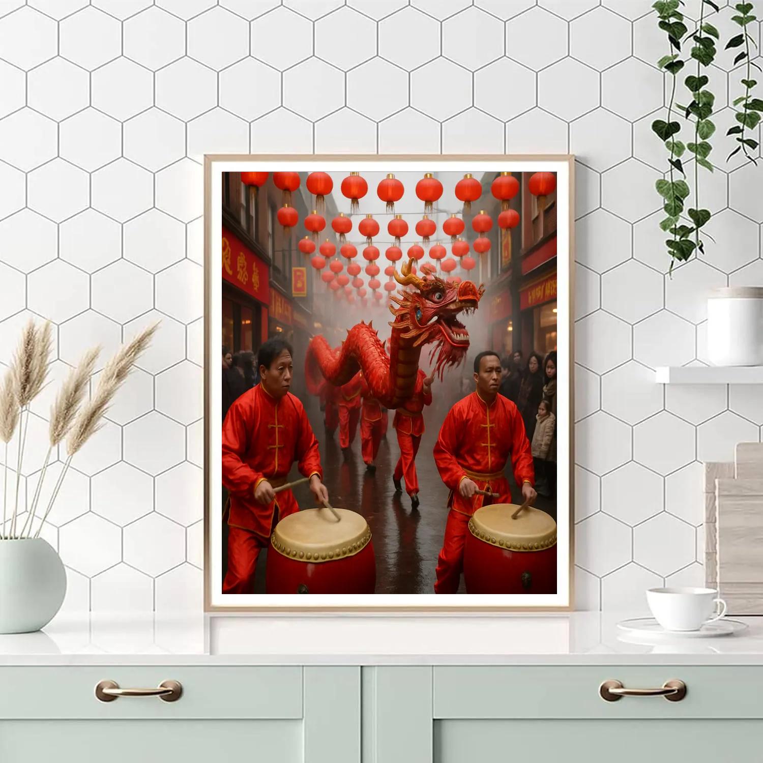 Lunar New Year Dragon Dance Lane painting number kit