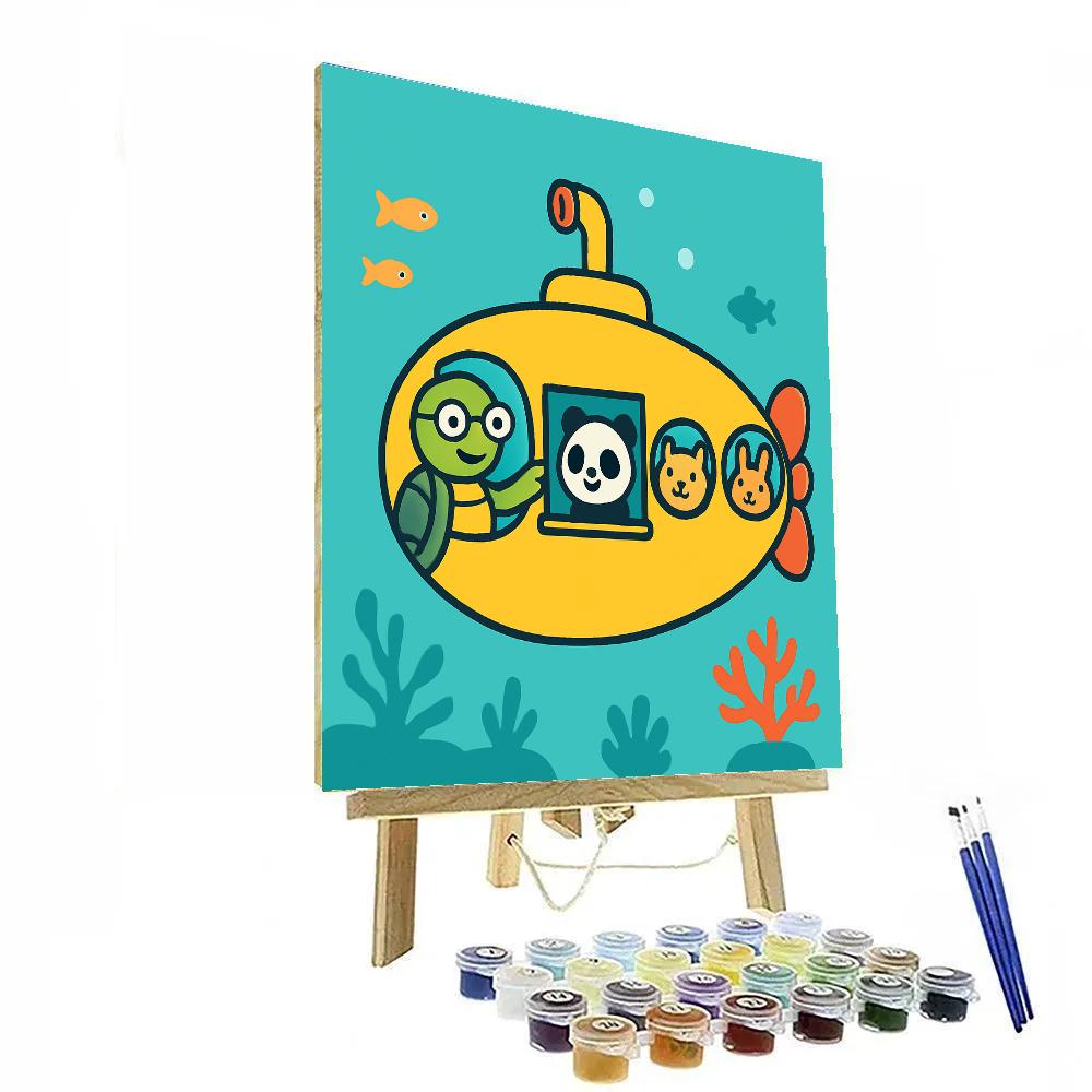 Bubble Submarine School Number painting