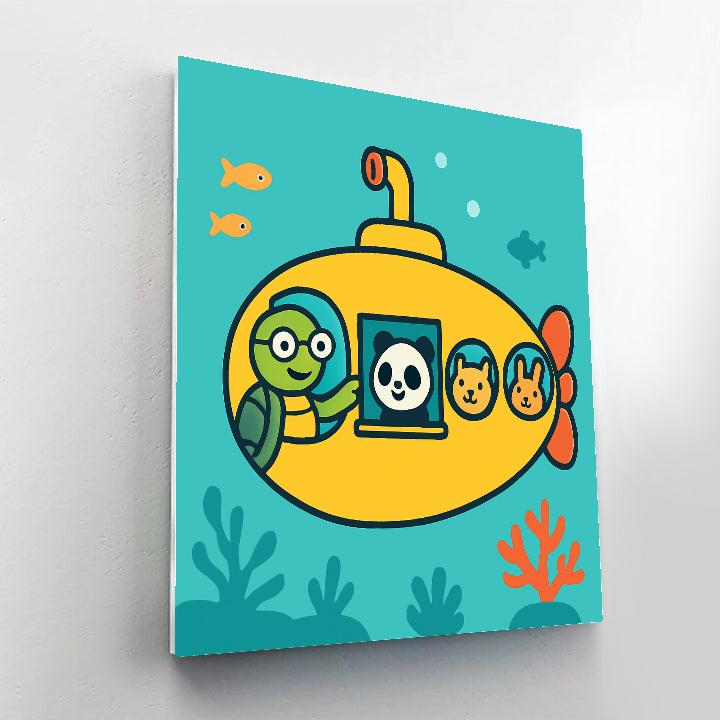 Bubble Submarine School Number painting