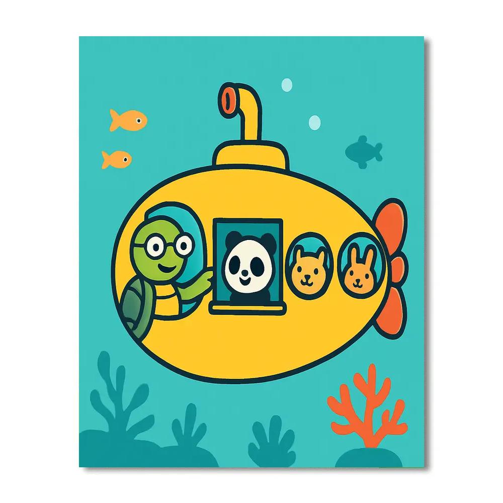 Bubble Submarine School Number painting
