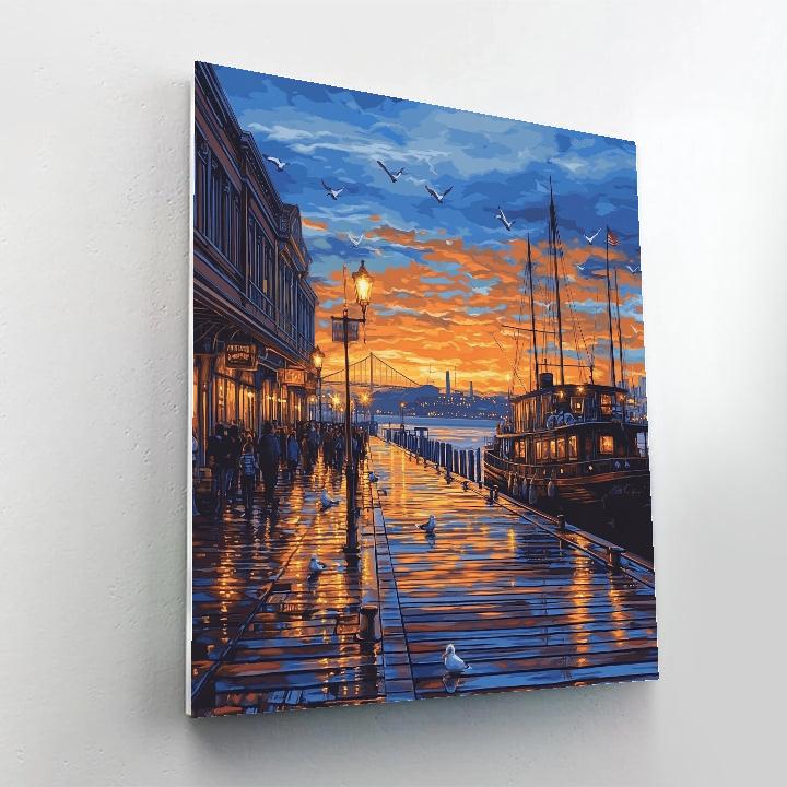 Fishermans Wharf Sunset View San Francisco United States Paint by numbers art