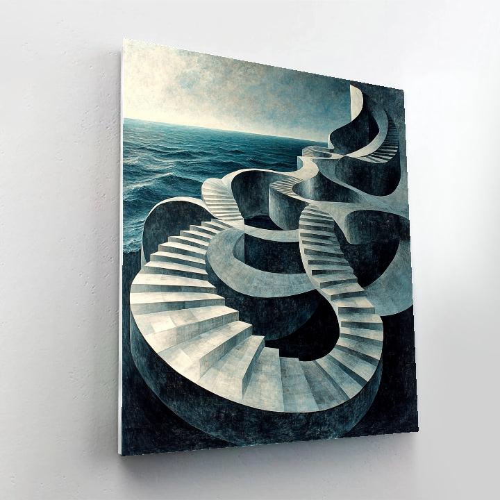 M.C. Escher Inspired Infinite Stairwell Of Tides paint by numbers