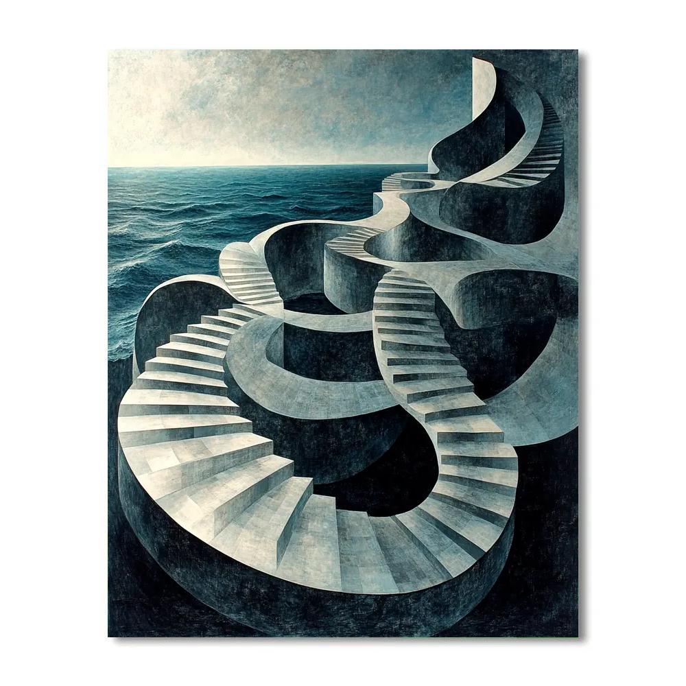 M.C. Escher Inspired Infinite Stairwell Of Tides paint by numbers