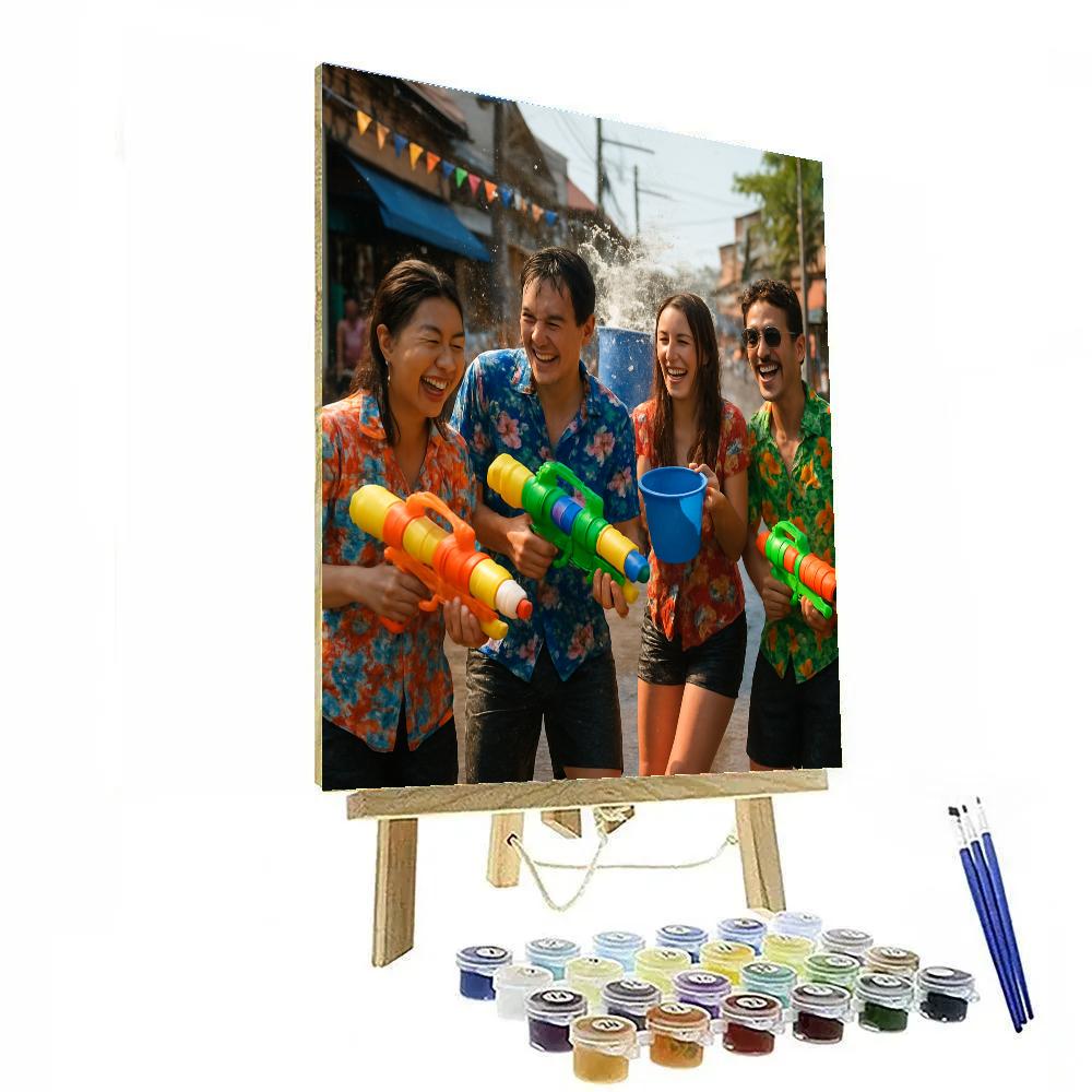Songkran Water Street Revelry painting number kit