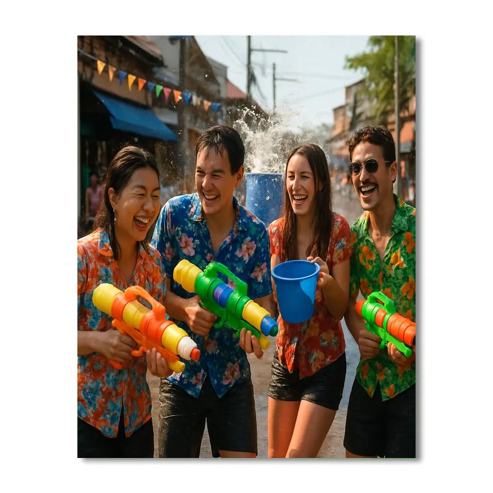 Songkran Water Street Revelry painting number kit