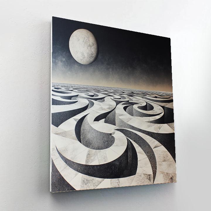 M.C. Escher Inspired Tessellated Lunar Maze Numbered painting kits