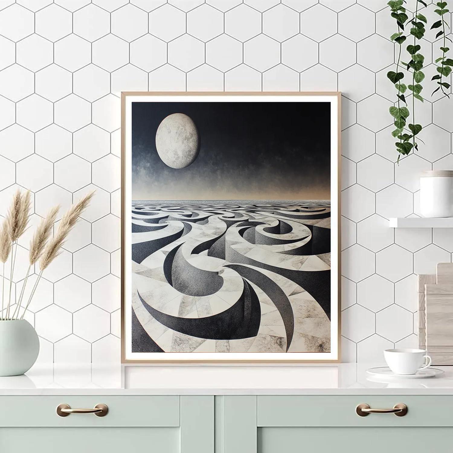 M.C. Escher Inspired Tessellated Lunar Maze Numbered painting kits