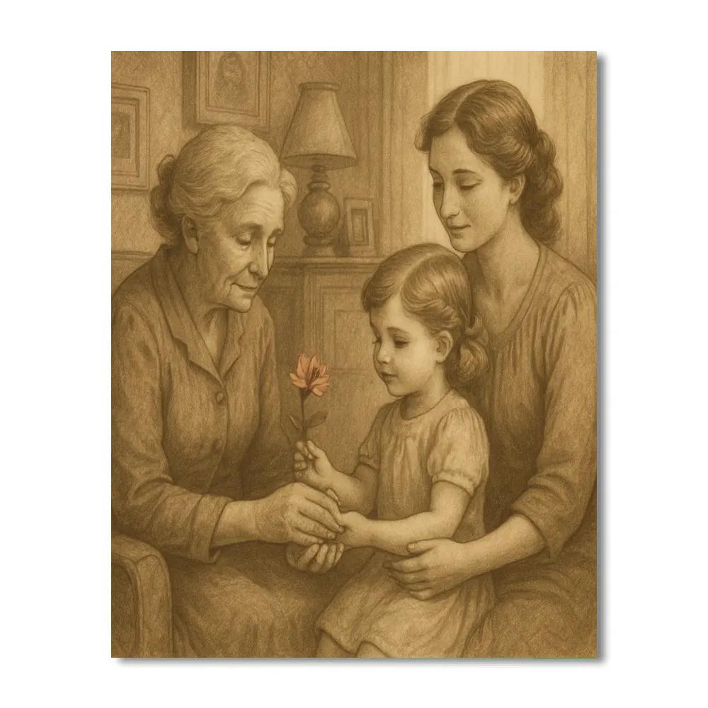 Grandma And Little Hand Across Generations painting number kit