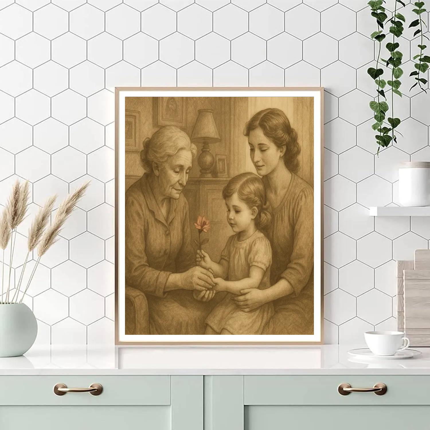 Grandma And Little Hand Across Generations painting number kit