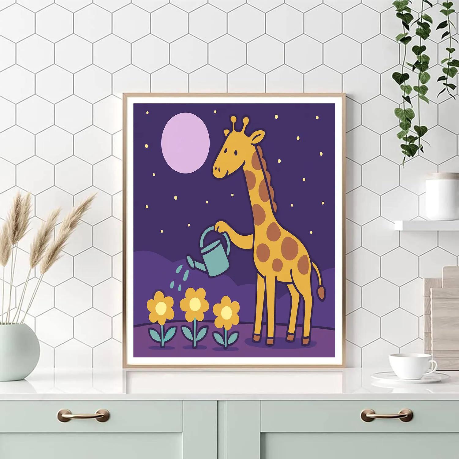 Moonlight Garden Giraffe Paint by numbers art
