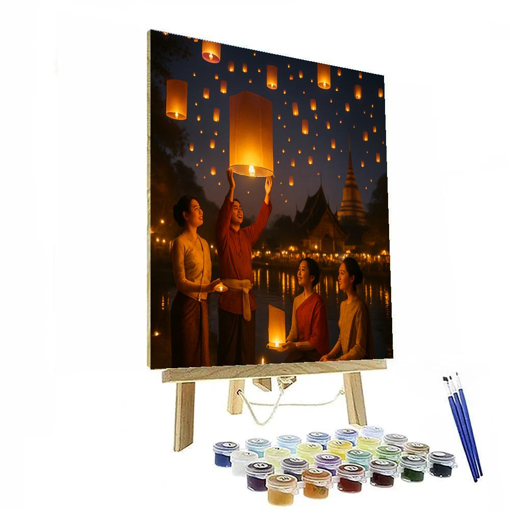 Lantern Festival On The Chiang Mai River Paint by numbers kits